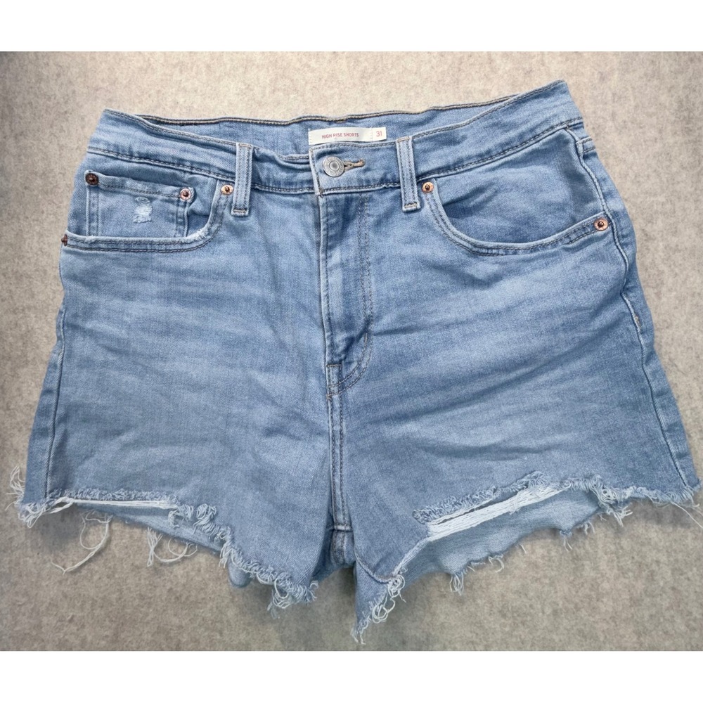 Levi's High Rise Shorts Women 31 Denim Cut Off Frayed Hem Stretch Distressed - Picture 1 of 10